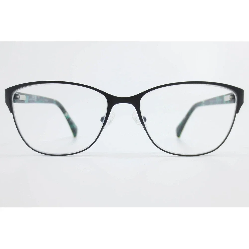 Nicole Miller Columbus C04 BLK Eyeglasses Black Green Titanium Cat Eye 55-16-140